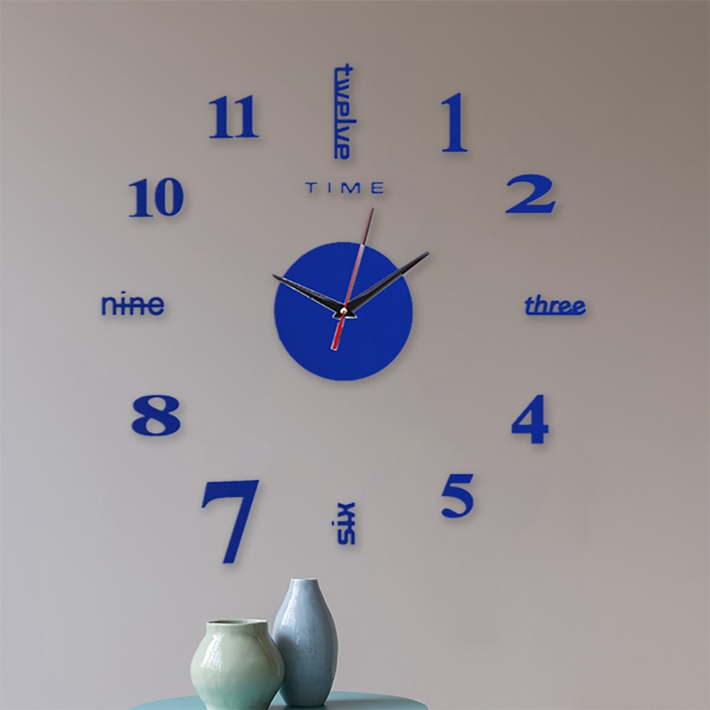 Wall Clock Frameless DIY Wall Mute Clock 3D Mirror Surface Sticker Home Diy Acrylic Clock Office Decor living room 50x50cm