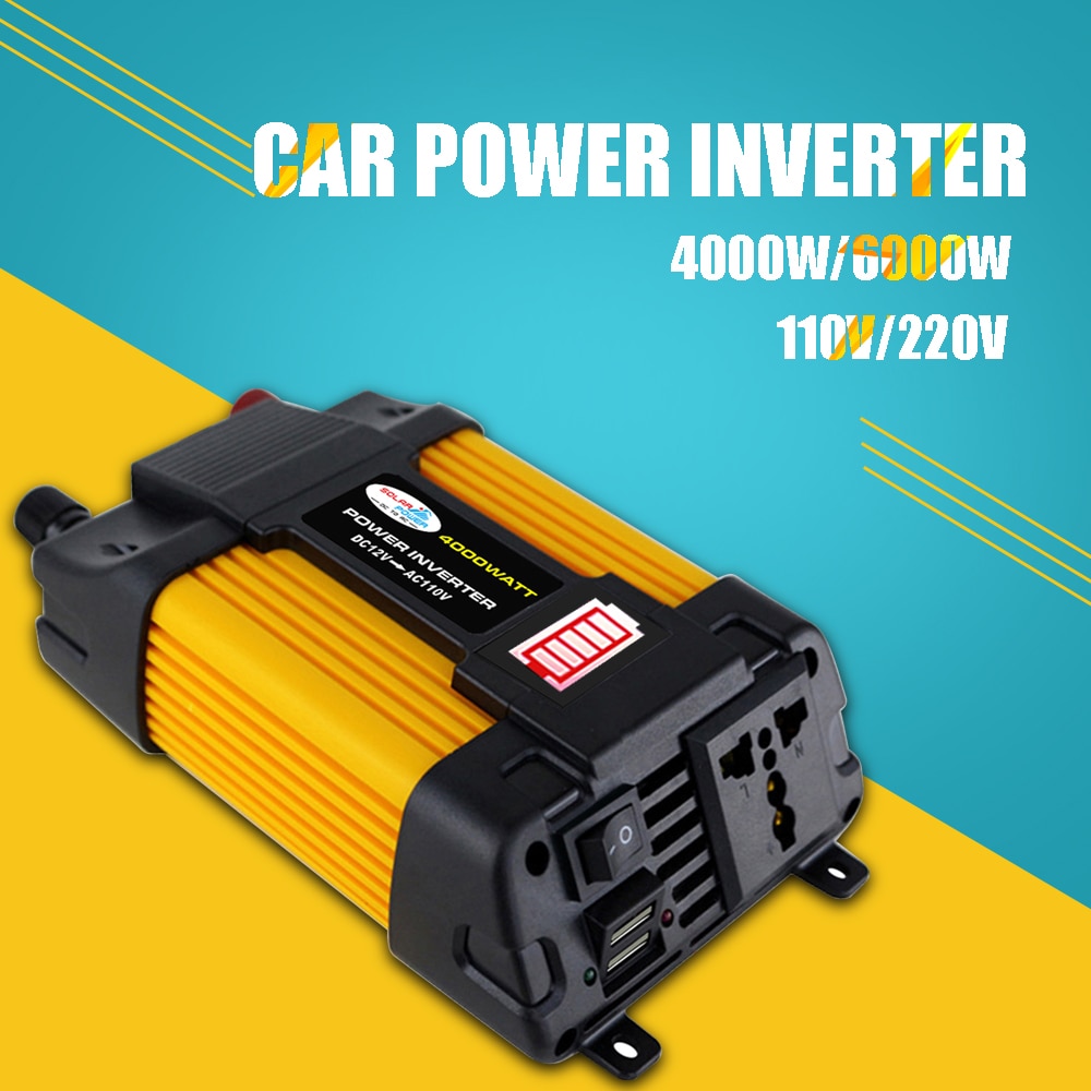4000w/6000w dc12 to ac110/220v bil strøm inverter led display sinusbølge konverter dobbelt usb grænseflader spænding transformer