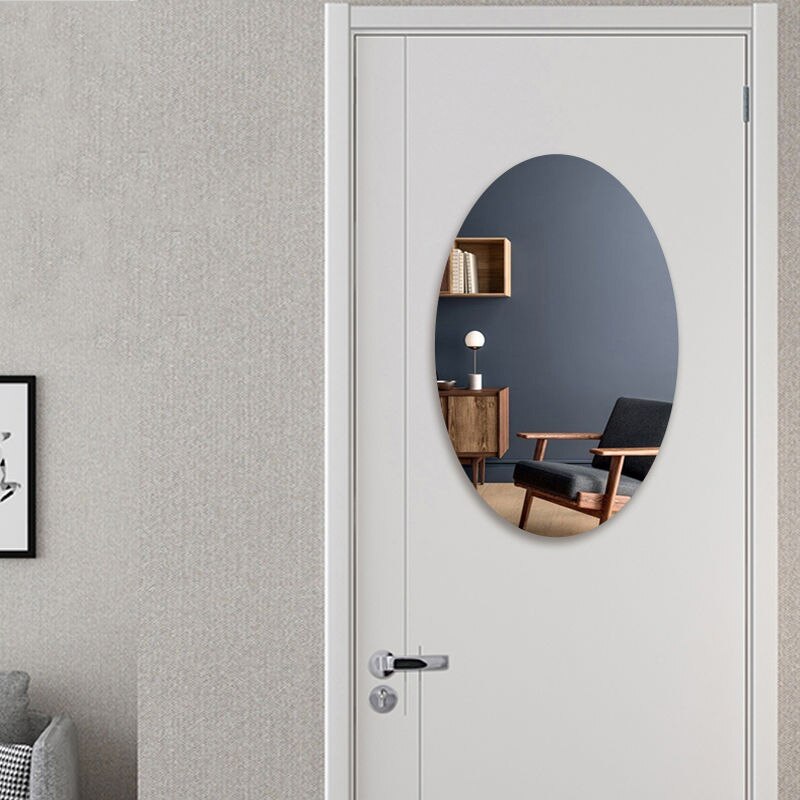 3D Self-Adhesive Mirror Wall Stickers Acrylic Removable Livingroom Oval Rectangle Reflective Glass Wallpaper Bath Home Decor