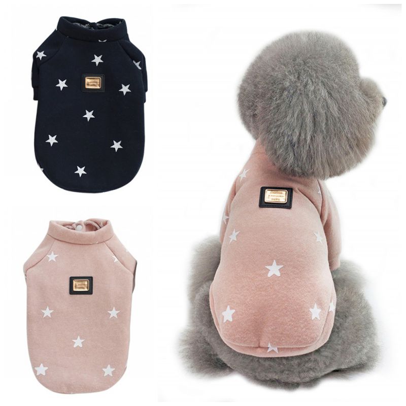 Pet Otoño e Invierno ropa suministros perros calientes sudaderas pentagrama cinco estrellas patrón cachorro mascota invierno Hoddies para Gatos