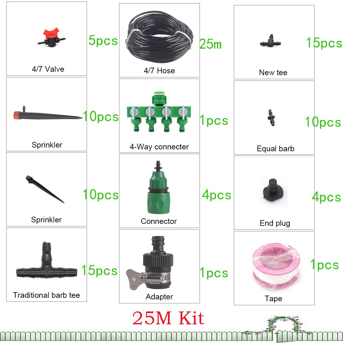 5/10/15/20/25M Garten Bewässerung Bewässerung Bausätze 4/7mm Schlauch Schlauch Verteiler Schnell Connecter Sprinkler T Garten System
