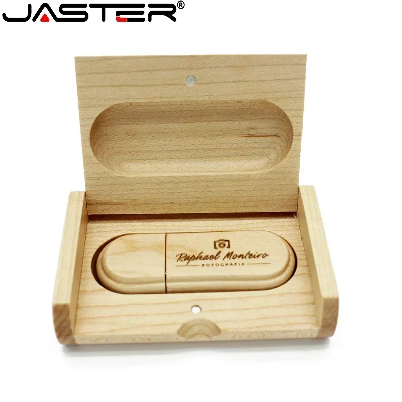 JASTER-memoria externa de madera USB 2,0 Original, 4GB, 8GB, 16GB, 32GB, 64GB, 12GB, Memoria USB, de boda, 1 uds, logotipo gratis