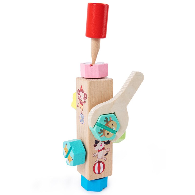 Disassembly Assembly Animals Screw Matching Color Children Hand Eye Coordination Wooden Parent-child Interactive Game Toys