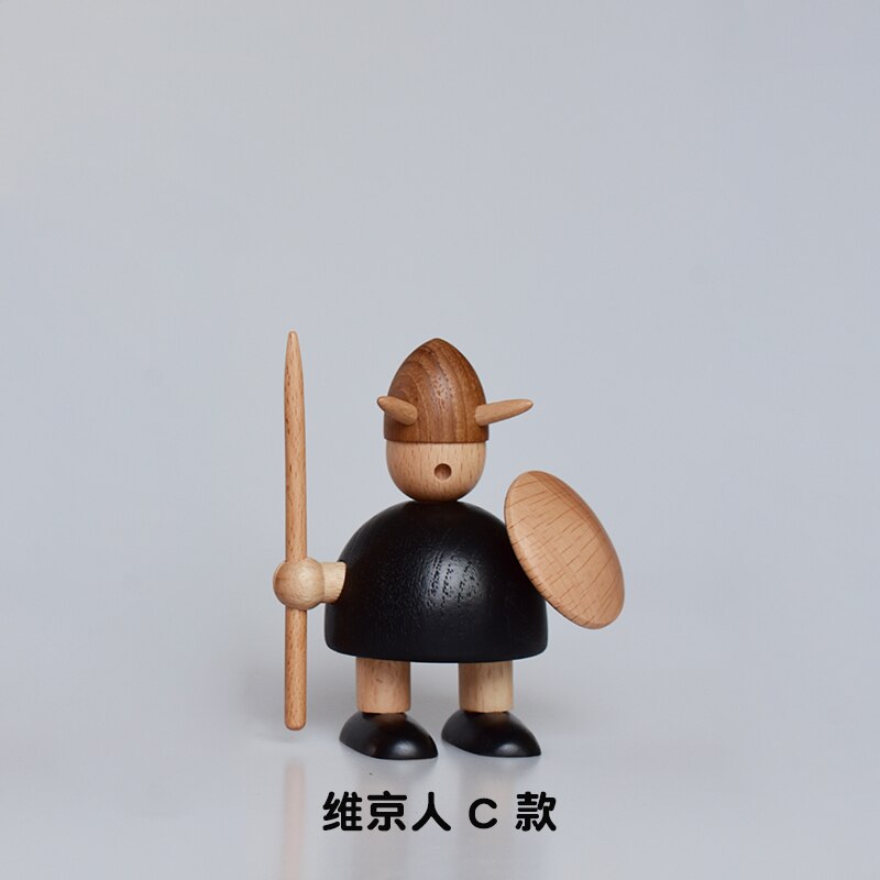 Wikinger soldat Holz Dekorative figuren Spielzeug Hause dekoration zubehör für wohnzimmer/nordisch Dekor auf sterben Regal/Innen: C 10cm