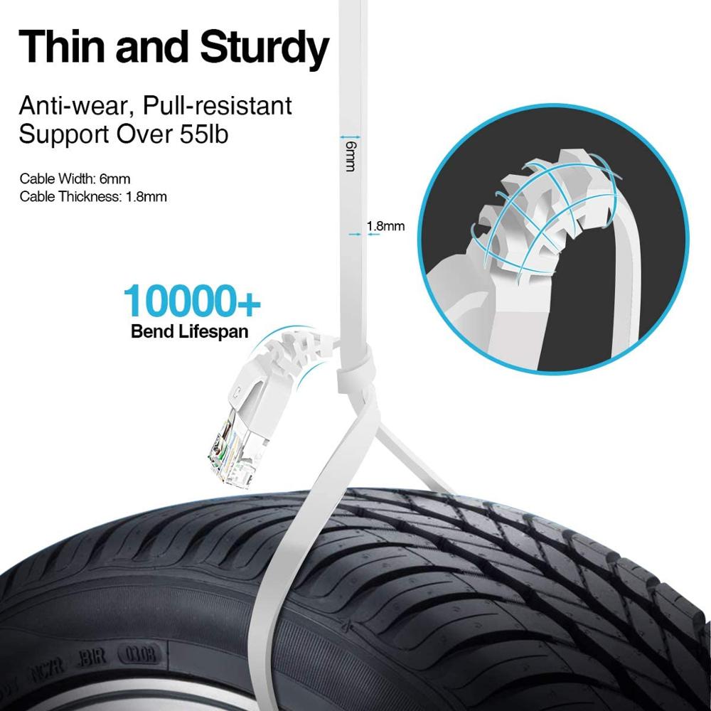 KIMPOK CAT6 Flat Ethernet Cable RJ45 Lan Cable Networking Ethernet Patch Cord CAT 6 Network Cable For Computer Router Laptop
