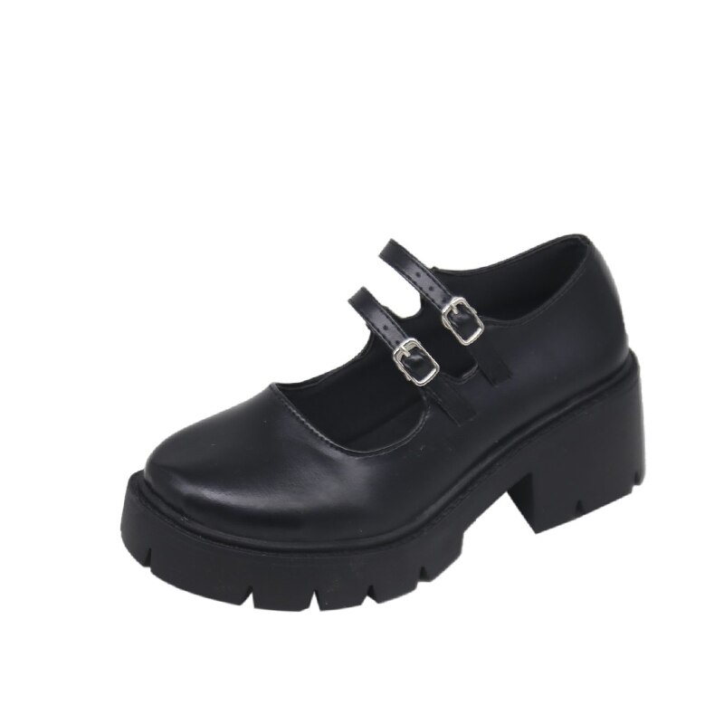 Women Pump Ladies Mid Heel Patent Leather High Heel Shoes Female Platform Shoes Woman Mujer Waterproof Buckle: Matte / 6