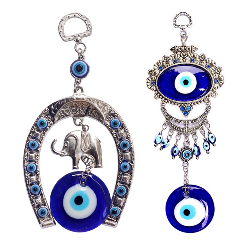 Blue Turkije Evil Eye Hangers Amulet Huis Muur Opknoping Decor Zegen Bescherming Dromenvanger Windgong