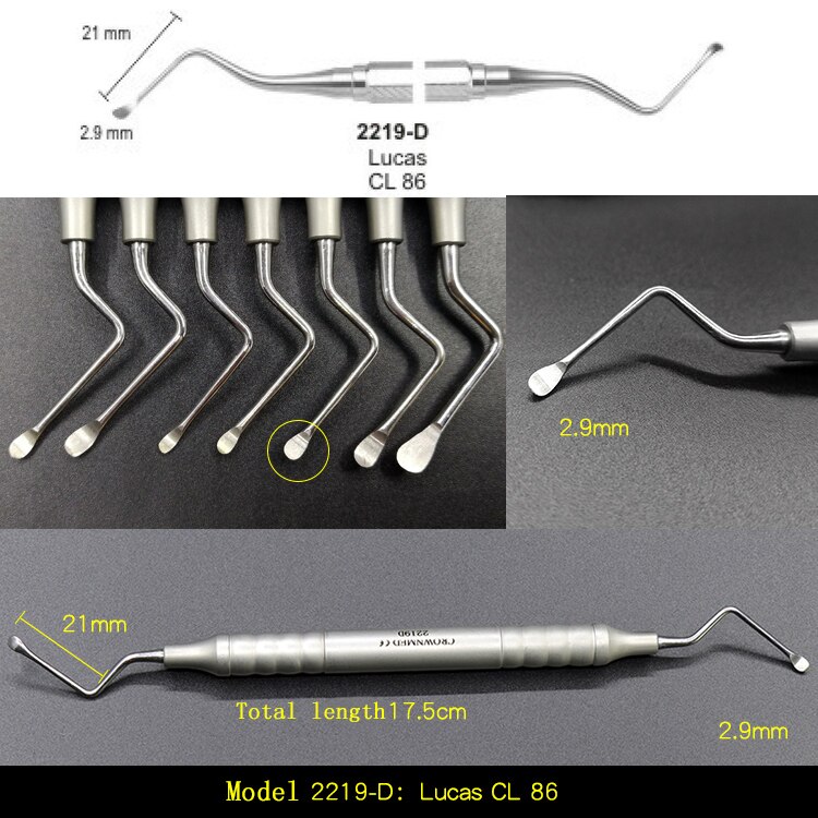 Curette dentaire de , curette dentaire, cuillère, nettoyage parodontal, fragments d&#39;os pour clinique dentaire: E