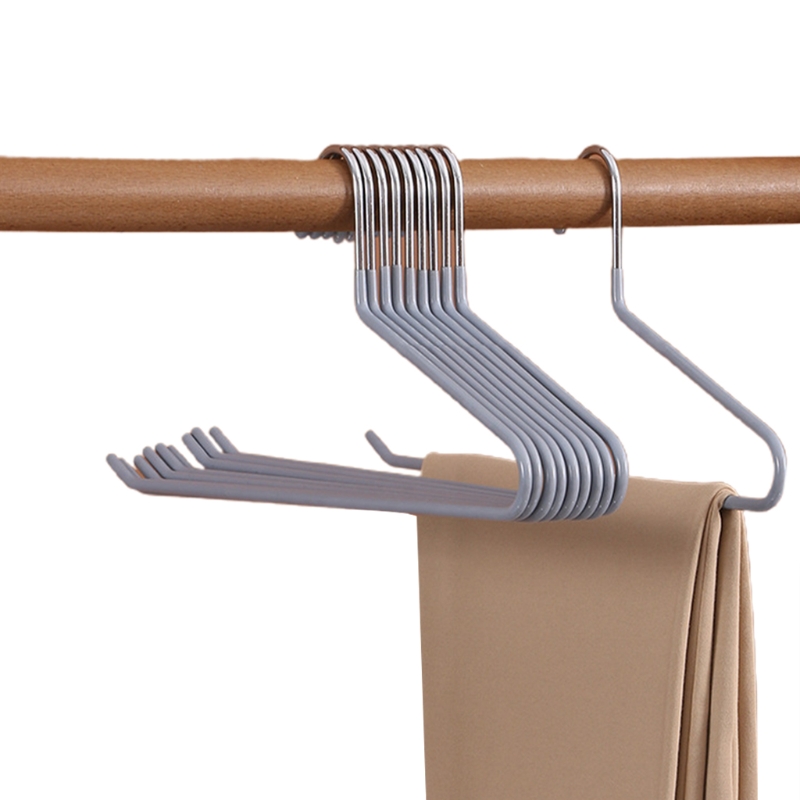 10pcs Trousers Pants Hangers Non Slip Coating Slim Space Saving Open Ended Multi-functional: 4 gray