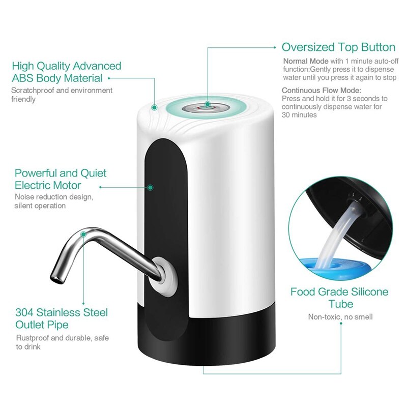 Water Bottle Switch Pump Electric Automatic Universal Jug Dispenser Usb