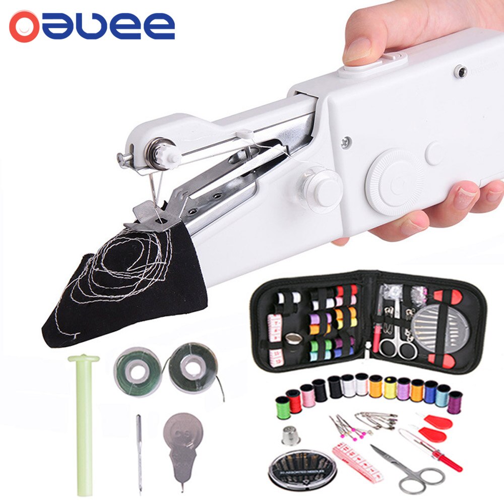 Mini máquina de coser manual portátil para el hogar, conjunto de punto de cruz eléctrico inalámbrico, reparaciones rápidas, costura de ropa DIY