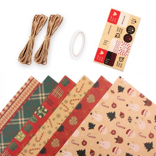 6Pcs Christmas Wrapping Paper Useful Trendy Christmas Wrapping Paper Universal Smooth Surface Kraft Wrapping Paper: Default Title
