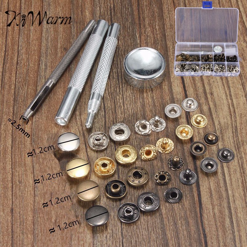 KiWarm 40 Sets Snap Fasteners Press Stud Kit with Tool Inbox Sewing Leather Buttons Installation Tools Accessories