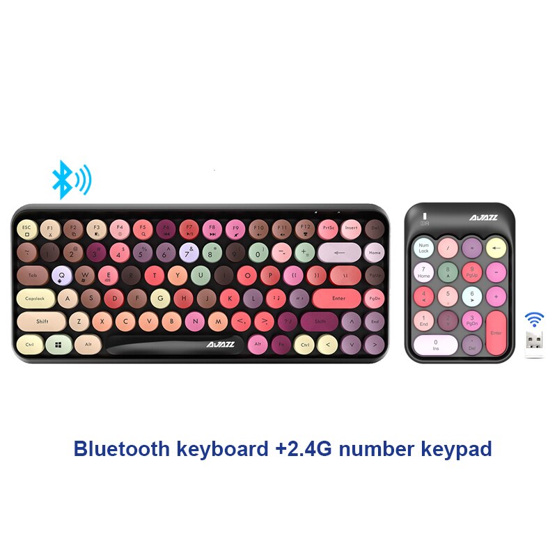 Jelly Kam Bluetooth Wireless Keyboard Voor Ipad Telefoon Tablet Laptop Retro Ronde Keycap 2.4G Draadloze Digitale Toetsenbord Kleur Sleutel: numpad with keyboard