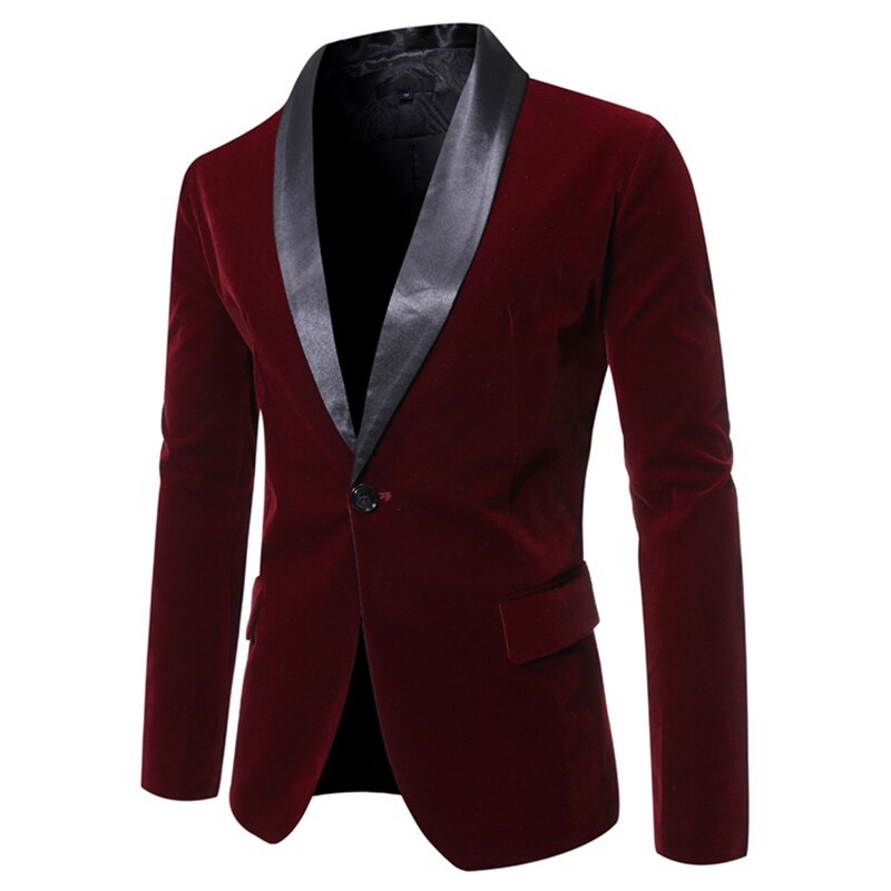 Winter Corduroy Suit Blazer Men England Style Lapel Slim One Button Jacket High Grade Solid Color Business Casual Coats