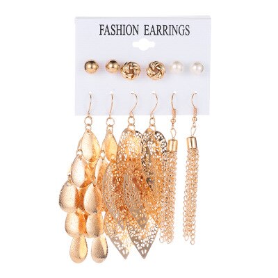 Tassel Earrings Bohemian 6 Pair Stud EarringsFor Women girl Accessories jewelry: HJ-8