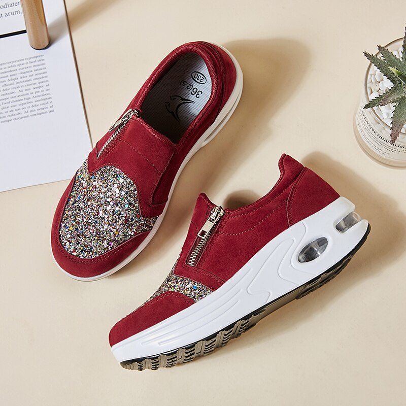 Lynlås wedges sko til kvinder sneakers zapatillas fitness udendørs sportssko luftpude shake teni feminino sko toning