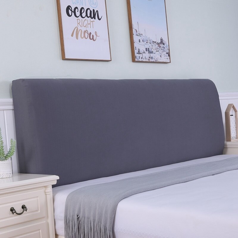 Couvre-lit élastique en peluche, épais, Protection contre la poussière, housse souple pour tête de lit et tête de lit: Dark grey Bedspreads / W180xH50-65cm