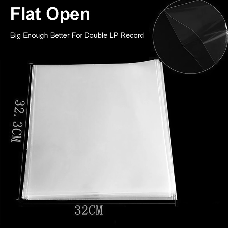 Funda protectora de grabación de Gel OPP de 12 pulgadas para tocadiscos, bolsa autoadhesiva para discos de vinilo LP, 32,3 cm x 32cm, 50 Uds.
