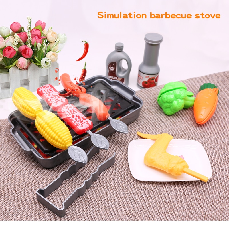 44PCS Mini Pretend Play Kitchen Toys Simulation Kitchen Utensils Cook Play Kits Kids Cookware Pot Pan Pretend Play Children Toys