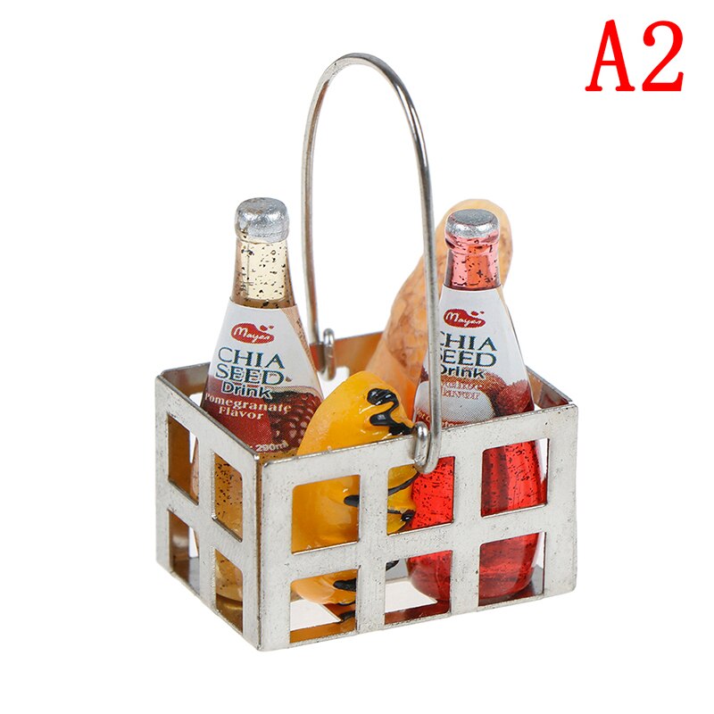 5pz 1:12 Sala Da Pranzo Frutta Caffè in Metallo vino Pannello Latte Paniere Alimentare di Casa Delle Bambole in Miniatura Cibo Giocattolo Casa di Bambola in Miniatura Accessori: A2