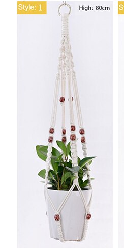 Opknoping Mand Geknoopt Macrame Plant Hanger Cottonflower Mand Lifting Touw Opknoping Mand Bloempot Houder Balkon Tuin Decoratie: 1