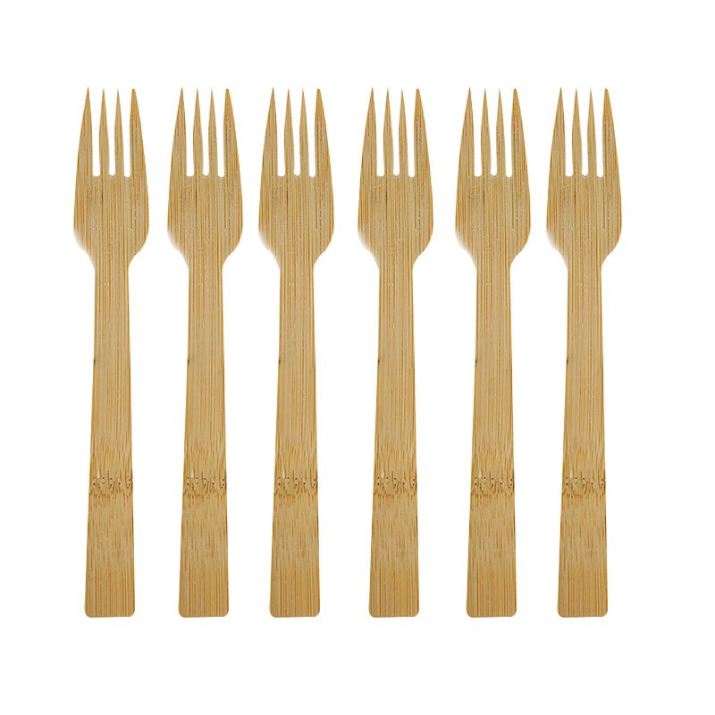 Wegwerp Bamboe Lepel Vork Mes Set Bamboe Hout Bestek Bestek Set Party Restaurant Bruiloft Servies Single-Gebruik Bestek: Disposable Fork