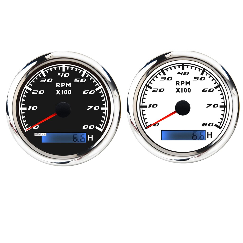 Veneen kierroslukumittari meren kierroslukumittari mittari lcd -tuntimittari 8 - 32v 8000 rpm 85mm