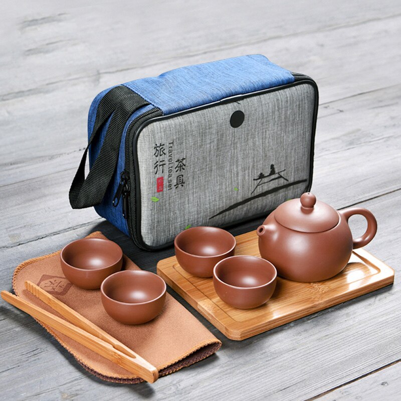 purple sand Tea set tea set Authentic Xi Shi purple tea pot tea set full set of household travel tea set: B