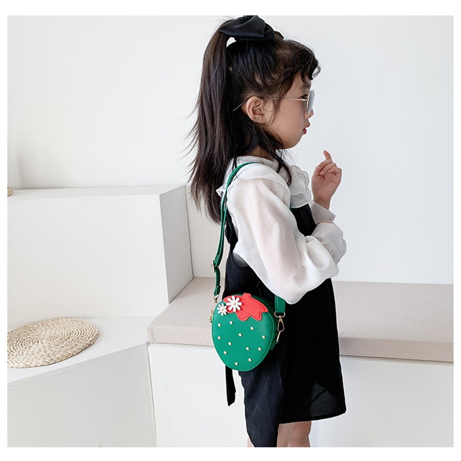 Toddler børn små piger crossbody skuldertaske jordbær form sød håndtaske