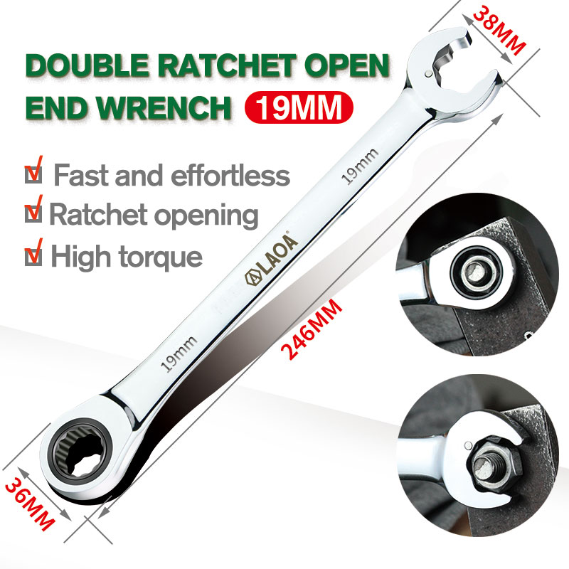 LAOA Multifunctional Fast Ratchet Wrench Double-headed Dual-purpose Open-ended Ratchet Wrench Hand Tools: Dark Red