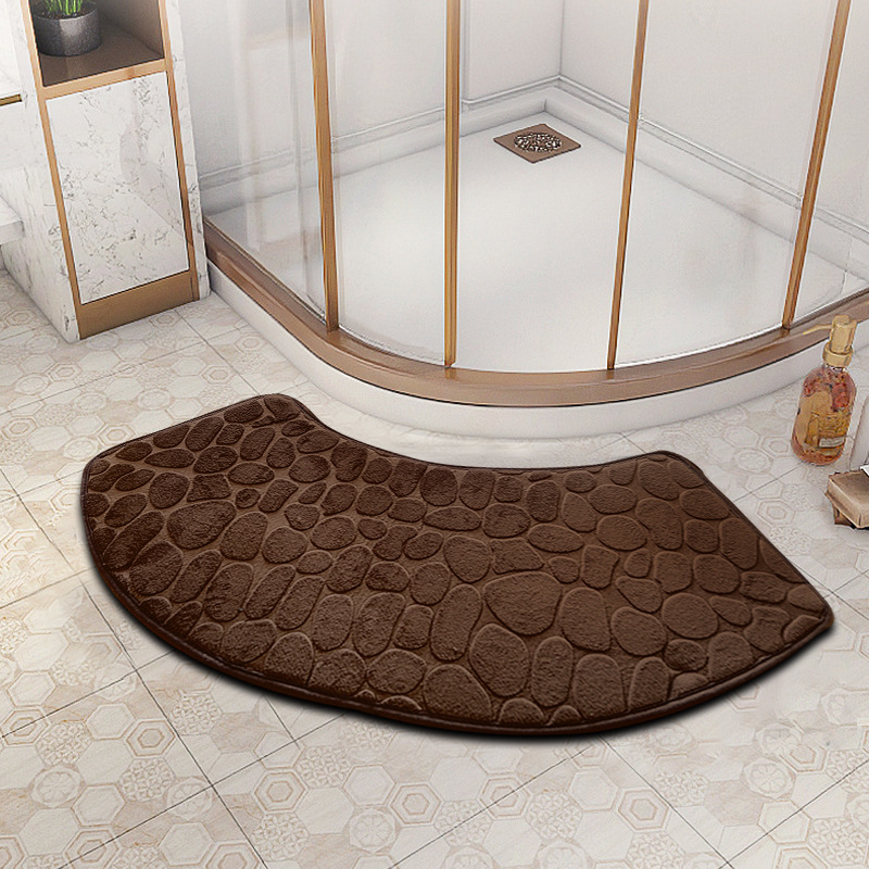 3D Non Slip Bathroom Velvet Mat Cobblestone Embossed Bath Mat Absorbent Doormat Carpet Door Floor Mat Machine Wash Dry Quickly: Chocolate