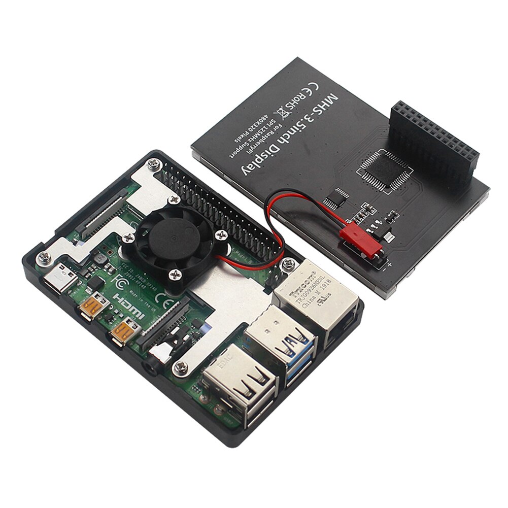 3.5 inch TFT Touch Screen Display Monitor with Case Fan Radiator Support for Raspbian/Ubuntu/Kali Linux for Raspberry Pi 4B