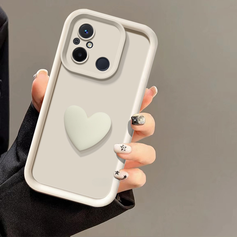 Silikonowe etui ochronne na obiektyw aparatu kocham serce dla Xiaomi Redmi 13C 12 12C 10 10C 10A 9 9A 9C Pokrowiec na telefon: ABS / BIAŁY