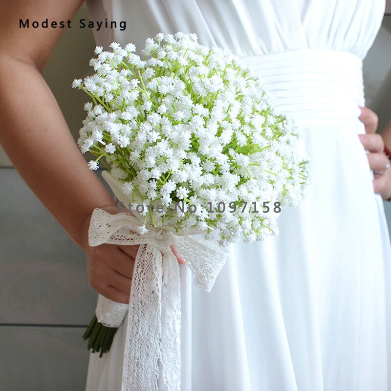 Forest Artificial Flowers Gypsophila Wedding Bouquet Lace Bridal Bridesmaid Bouquet Wedding Accessories bouquet de mariage