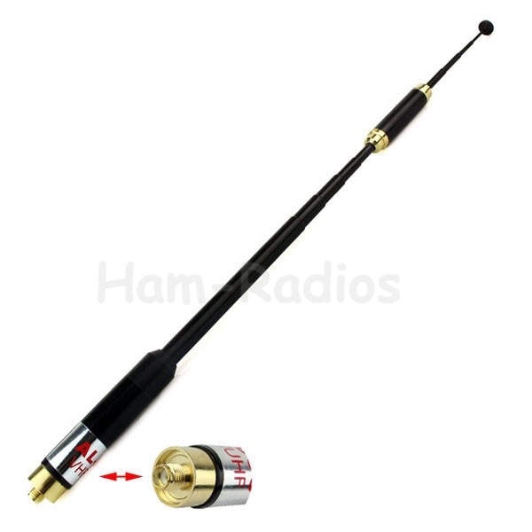 Negro AL-800 144/430MHz SMA-F/SMA/BNC de alta ganancia superalta antena telescópica para PRYME Kenwood HYT BAOFENG uv-5r