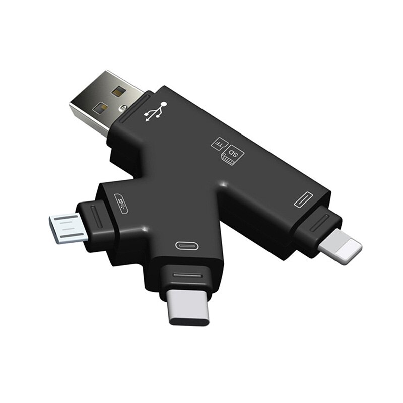 Pen drive 4 em 1 para ipad, acessório para leitura de cartão micro sd e tf, usb, para mac e pc