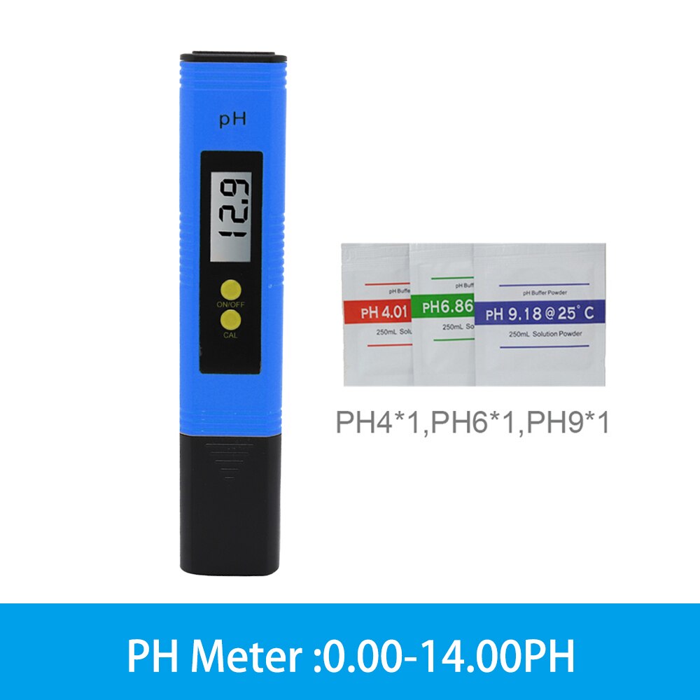 LCD Digital EC TDS PH Meter Tester Temperature Pen Water Tester Hydroponic for Aquarium Pool Swimming PH Measure Device: Blue(Basic)