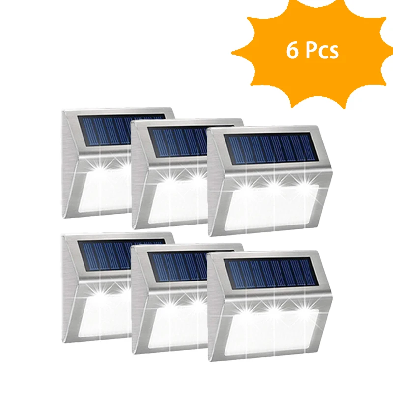 Luzes de cerca ao ar livre 6led movido a energia solar deck luzes à prova dwaterproof água lâmpadas parede segurança aço inoxidável para passo passarela pátio jardim: Lua azul / 6-10 W