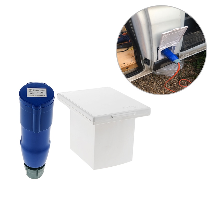 RV Camper 220V-240V 16A External Flush Hook Up Waterproof Plug Socket