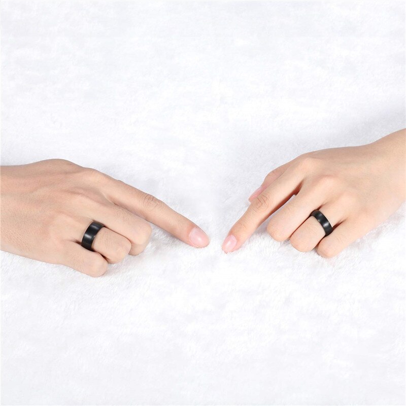 Eamti 6/8mm Black Men Rings Brushed Male Pure Titanium Ring Cool Couple Wedding Band Unisex Dark anillo hombre Allergy free