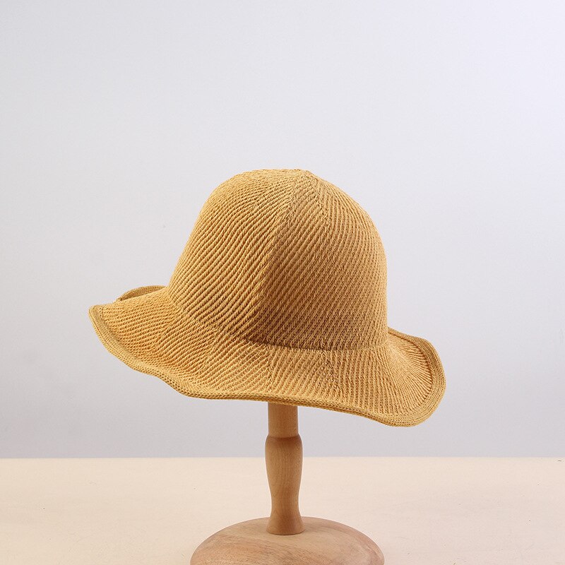 2020 novo estilo cor sólida balde chapéu pescador chapéu de viagem ao ar livre chapéu de sol chapéus para mulher 154: Amarelo