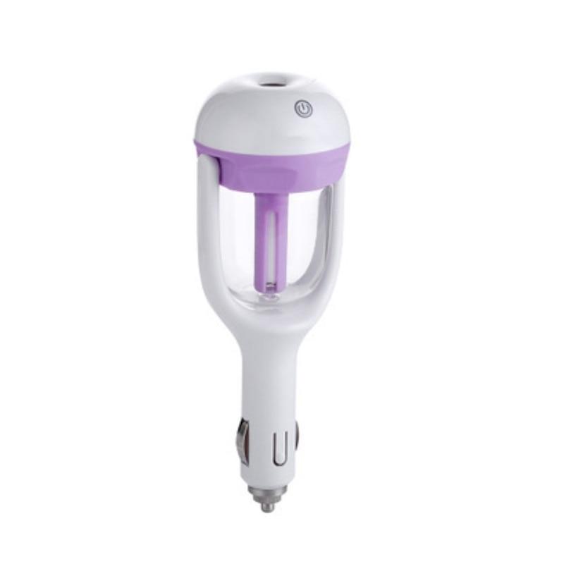 Dc 12v bil ångluftfuktare aromdiffusor mini luftrenare aromaterapi eterisk olja spridare dimtillverkare spruta: Lila