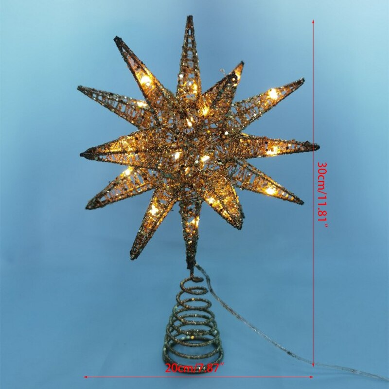 Christmas Tree LED Star Tree Topper Battery Operated Treetop Decoration Hanging