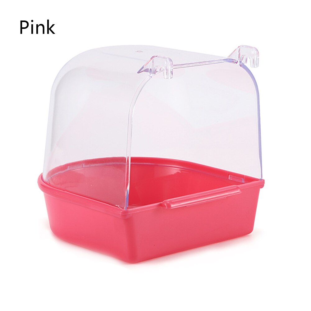 Bird Bathtub Hanging Bird Bath Cage Plastic Parrot Bath Tub Bird Shower Standing Bin Pet Cage Hanging Bowl Birdbath: Pink