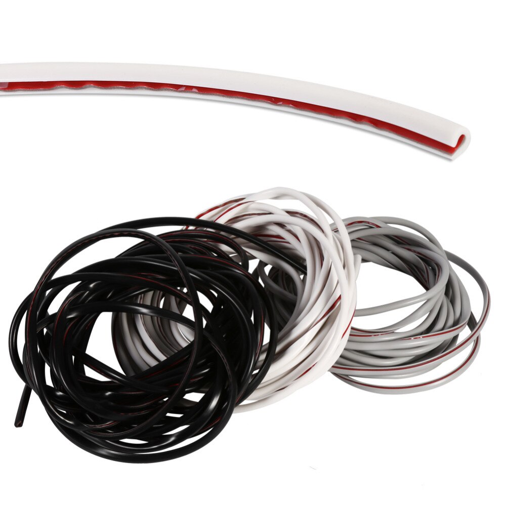 Tira de goma para moldura de puerta de coche, Protector de borde, cubierta negra, blanca, gris (opcional), 5M