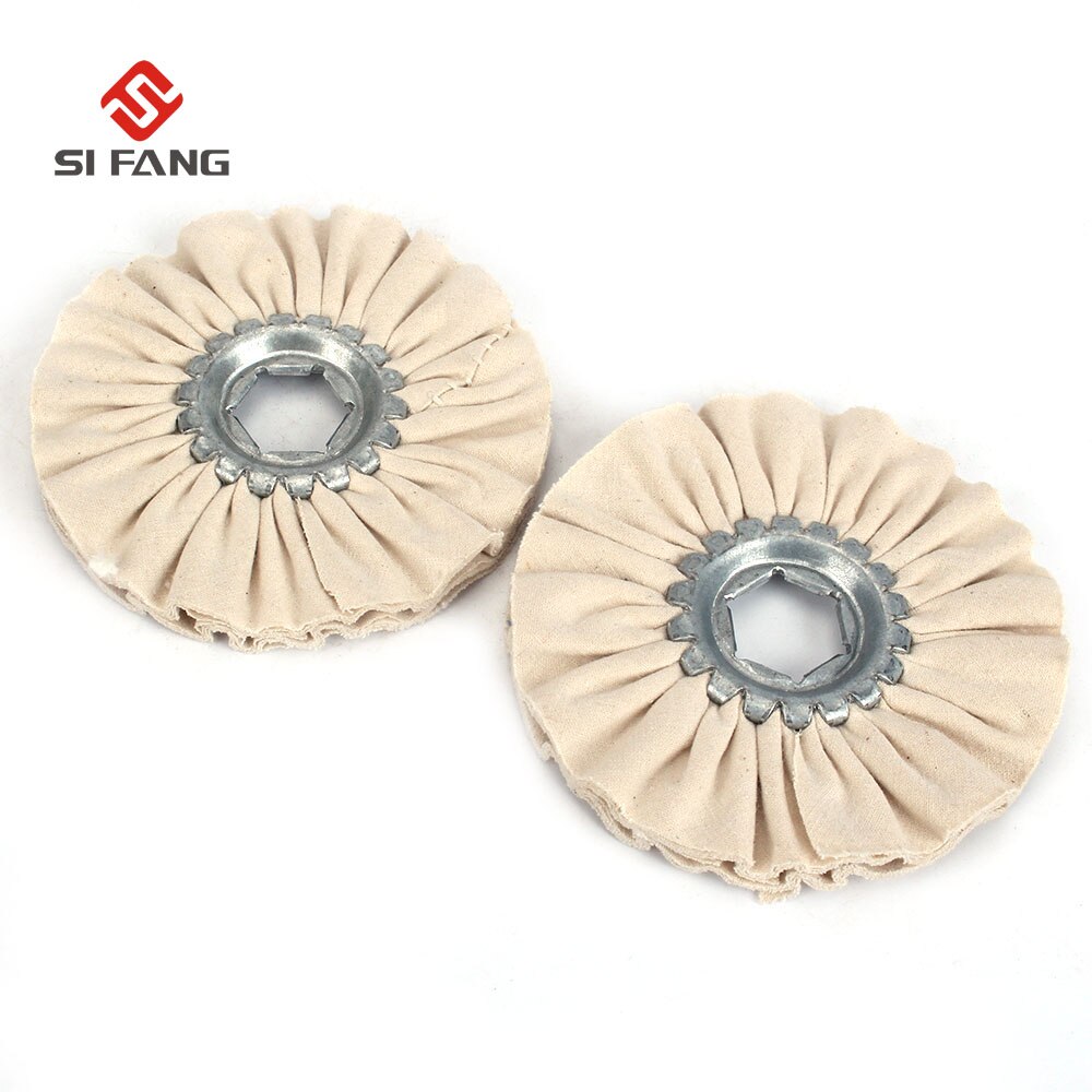 2Pcs 4" Cotton Airway Buffing Wheel Cloth Open Bias Polishing Buffs Wheel Discs Metal Polishing Wheel Abrasive Tools