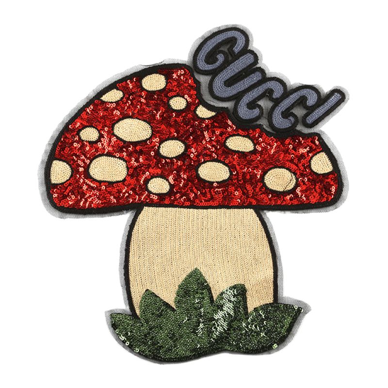 Sequin Paddestoel Cherry Aardbei Badge Patch Cartoon Naaien Borduren Applique LX9E: 6EE501996-1