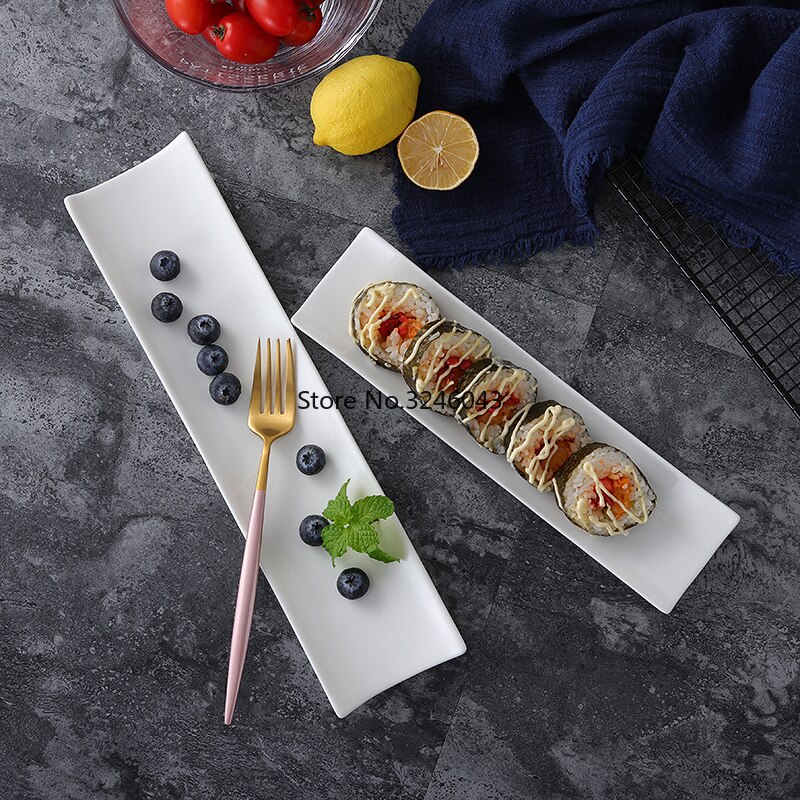 Assiette rectangulaire créative assiette à sushi de style japonais | Plat ménager de 11 pouces et 13 pouces, assiette occidentale, assiette en céramique