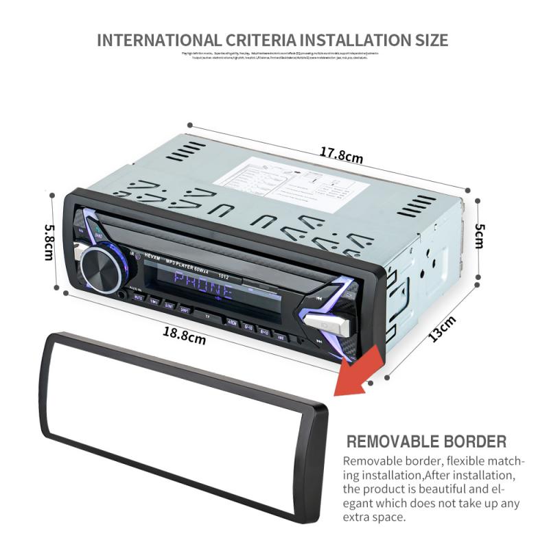 Car MP3 Player Multifunction Bluetooth Vehicle MP3 Player AUX Stereo FM Radio USB In-Dash 1 DIN 7 Color Keylight Car Electronics